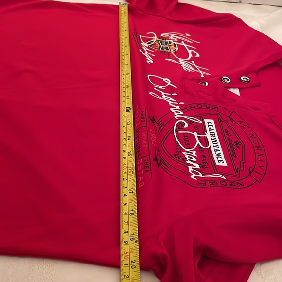 Vintage Haoding DST Brand, 3 buttons, short sleeve, silky soft red shirt (mlb) - Picture 7 of 9